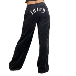 Juicy Couture Wide Leg Velour Pants Black size Small